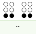 swung dash : dots 3 6, 3 6